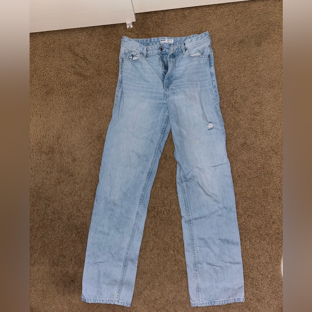 Bershka Light Blue Loose Straight Denim